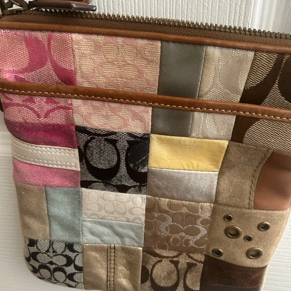 Coach Patchwork Crossbody Bag - Pink, Cream, Brown, Tan - Picture 2 of 11